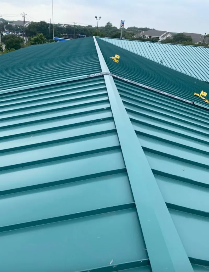 Green commercial metal roof ridge and valley for Metal Roof Repair in Wyoming